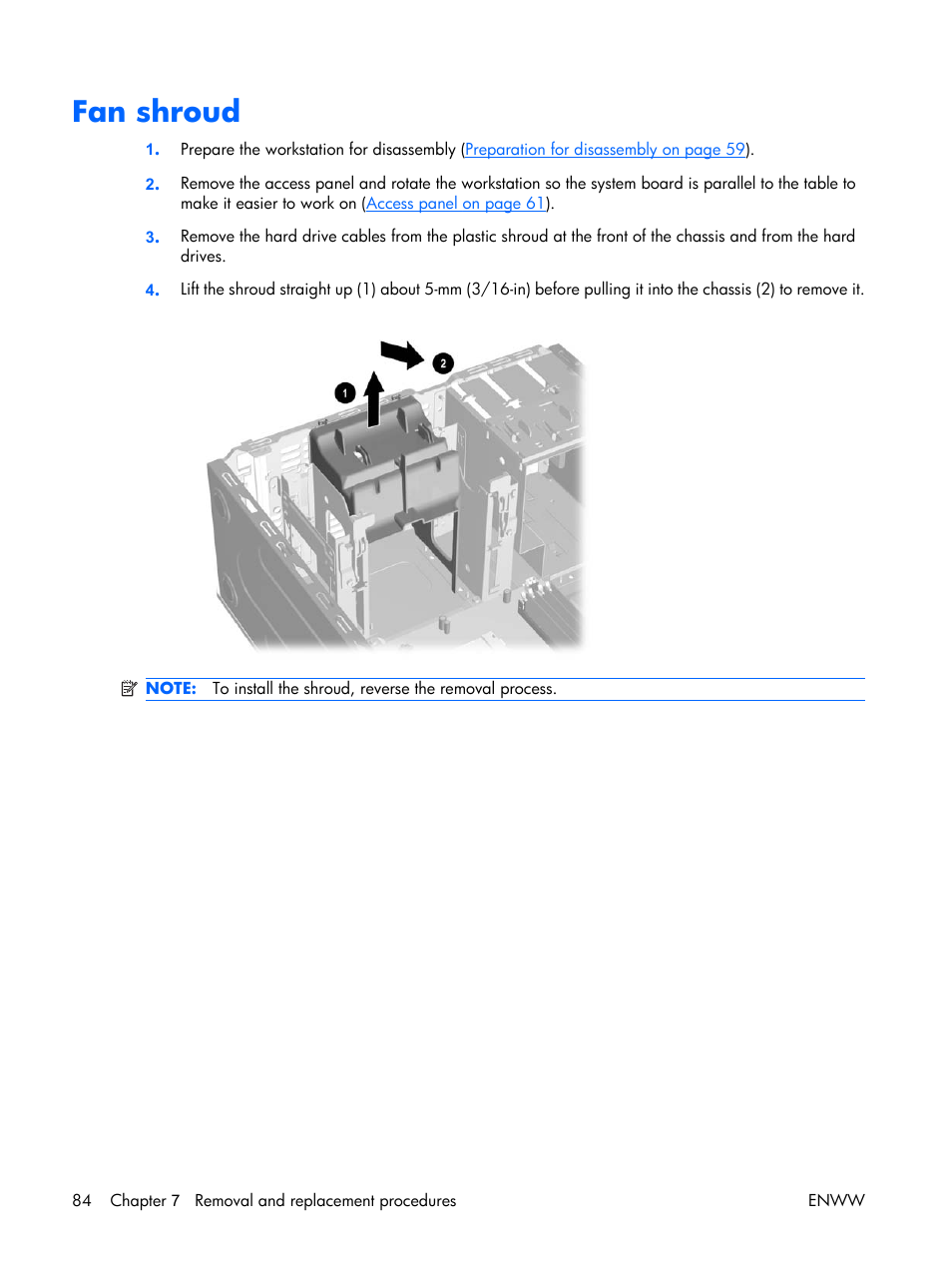 Fan shroud | HP XW3400 User Manual | Page 94 / 182