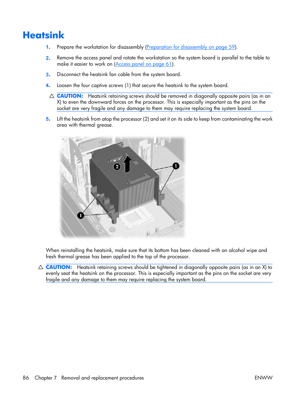 Heatsink | HP XW3400 User Manual | Page 96 / 182
