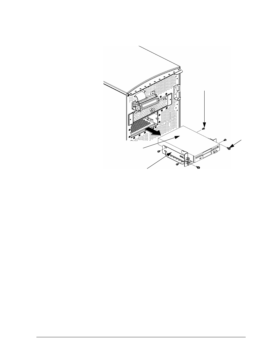 Figure444. removing the floppy disk drive, Figure 4-44.. removing the floppy disk drive | HP B1000 User Manual | Page 131 / 239