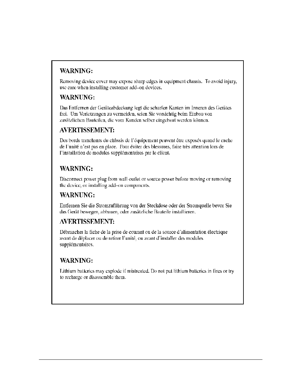 B1000/c3000:warnings, Graphic, Warnings | HP B1000 User Manual | Page 197 / 239