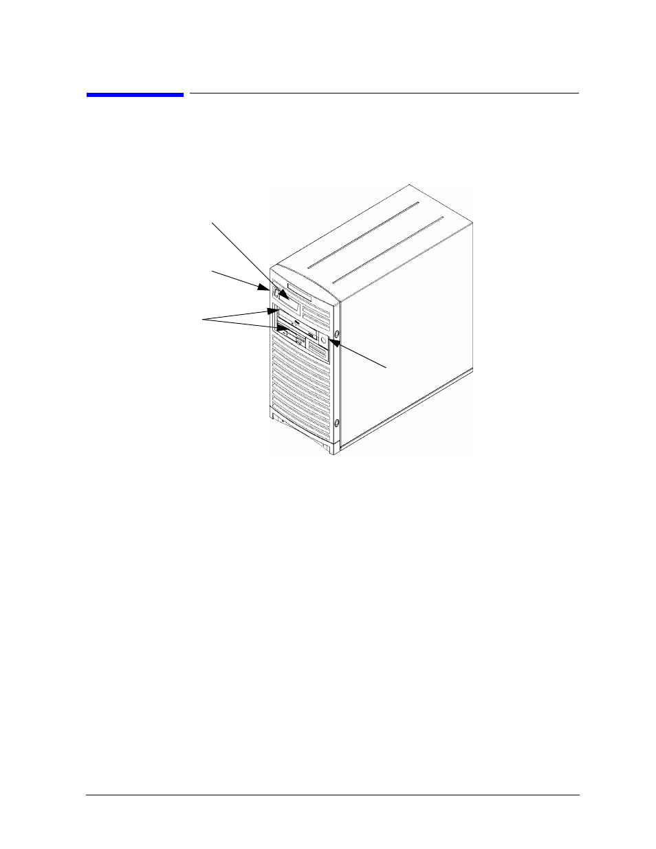 System unit front panel controls, Figure11. system unit front panel controls, Lcd:location | System lcd, Figure 1-1.. system unit front panel controls | HP B1000 User Manual | Page 21 / 239