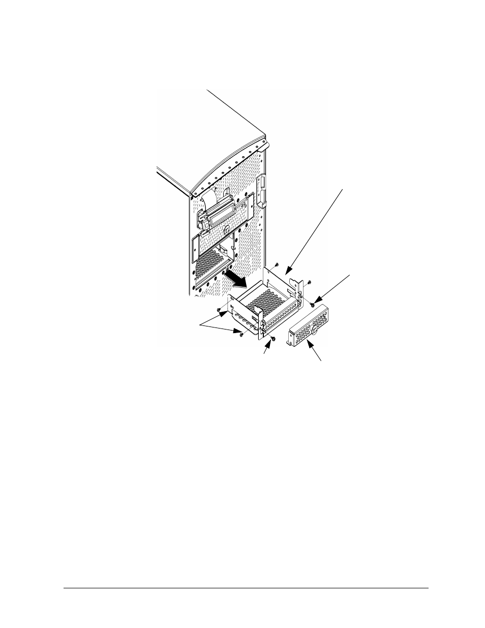 Figure43. floppy drive bracket assembly, Figure 43, Figure 4-3.. floppy drive bracket assembly | HP B1000 User Manual | Page 91 / 239