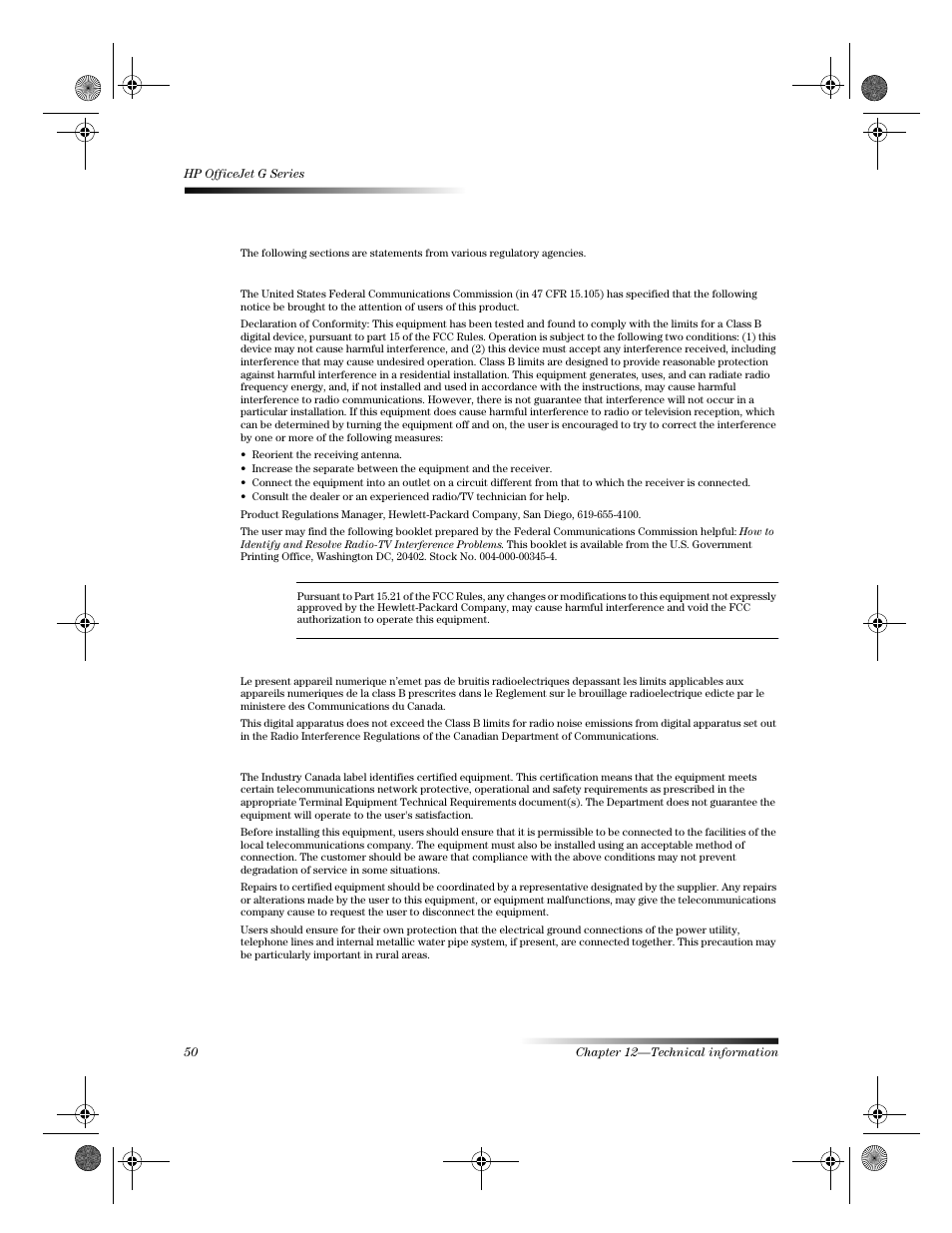 Regulatory notices | HP C6734A User Manual | Page 50 / 58