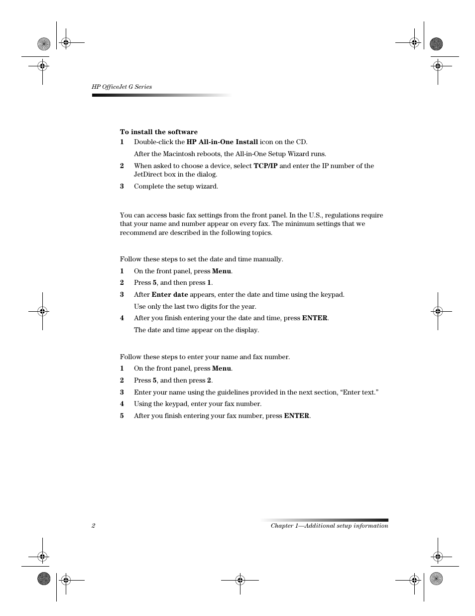 Set basic fax settings using the front panel | HP C6734A User Manual | Page 6 / 58