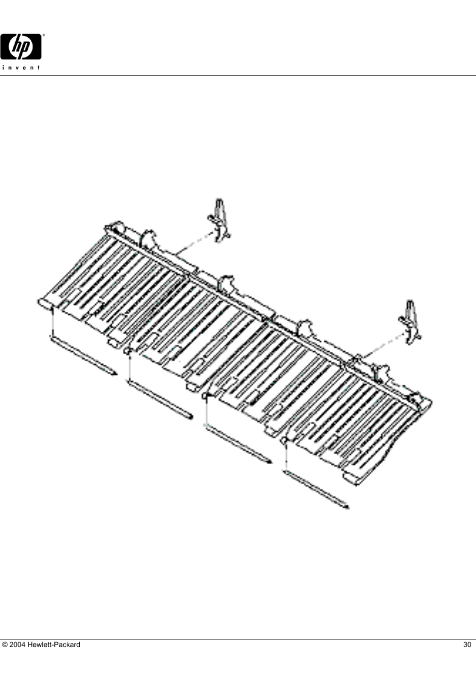Officejet t65, Hp parts reference guide, Upper paper guide assembly | HP C5374-60004 User Manual | Page 30 / 31