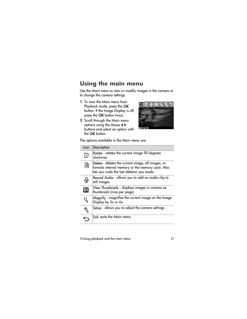 Using the main menu | HP 720 Series User Manual | Page 31 / 88