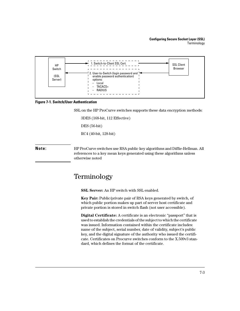 Terminology, Terminology -3, In figure 7- 1, the swi | HP 2800 User Manual | Page 163 / 300