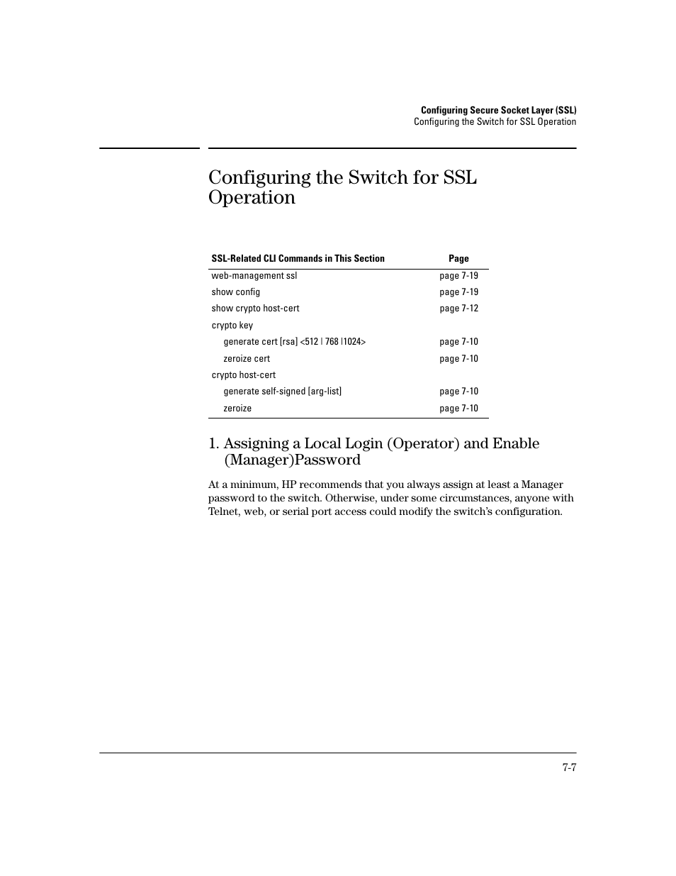 Configuring the switch for ssl operation, Configuring the switch for ssl operation -7 | HP 2800 User Manual | Page 167 / 300