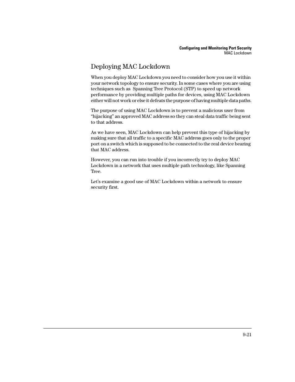 Deploying mac lockdown, Deploying mac lockdown -21 | HP 2800 User Manual | Page 251 / 300