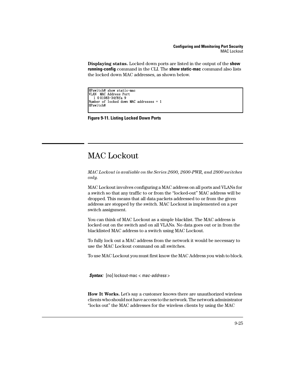 Mac lockout, Mac lockout -25 | HP 2800 User Manual | Page 255 / 300