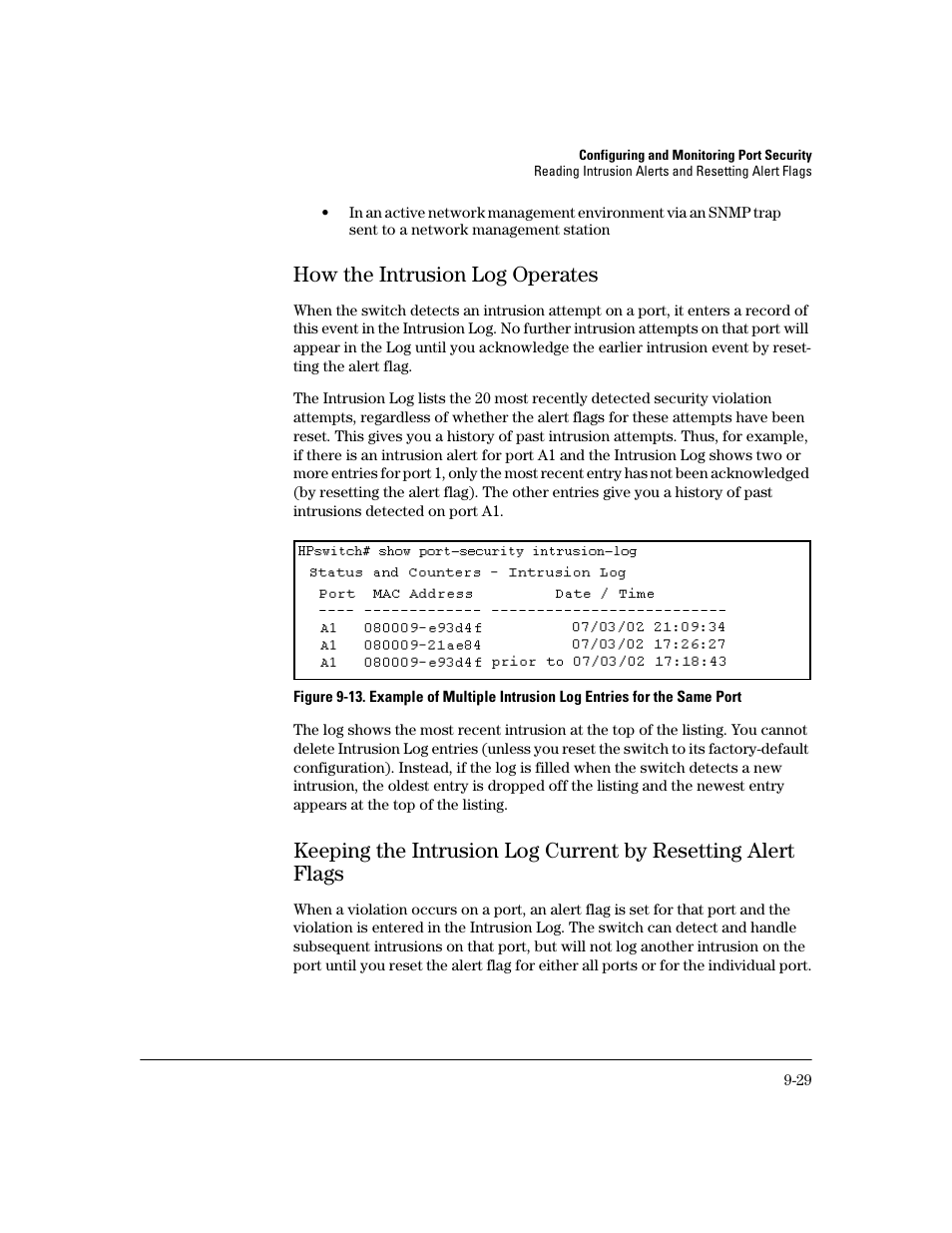 How the intrusion log operates, How the intrusion log operates -29 | HP 2800 User Manual | Page 259 / 300