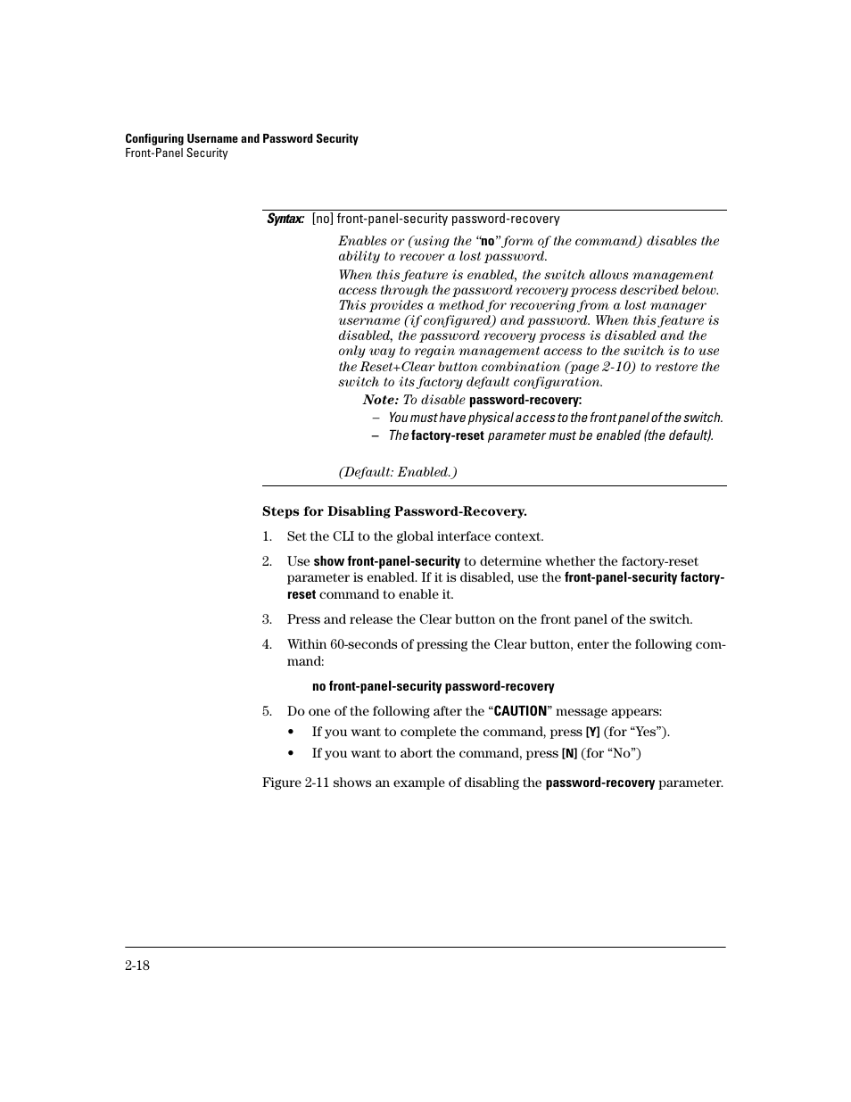 Steps for disabling password-recovery | HP 2800 User Manual | Page 42 / 300