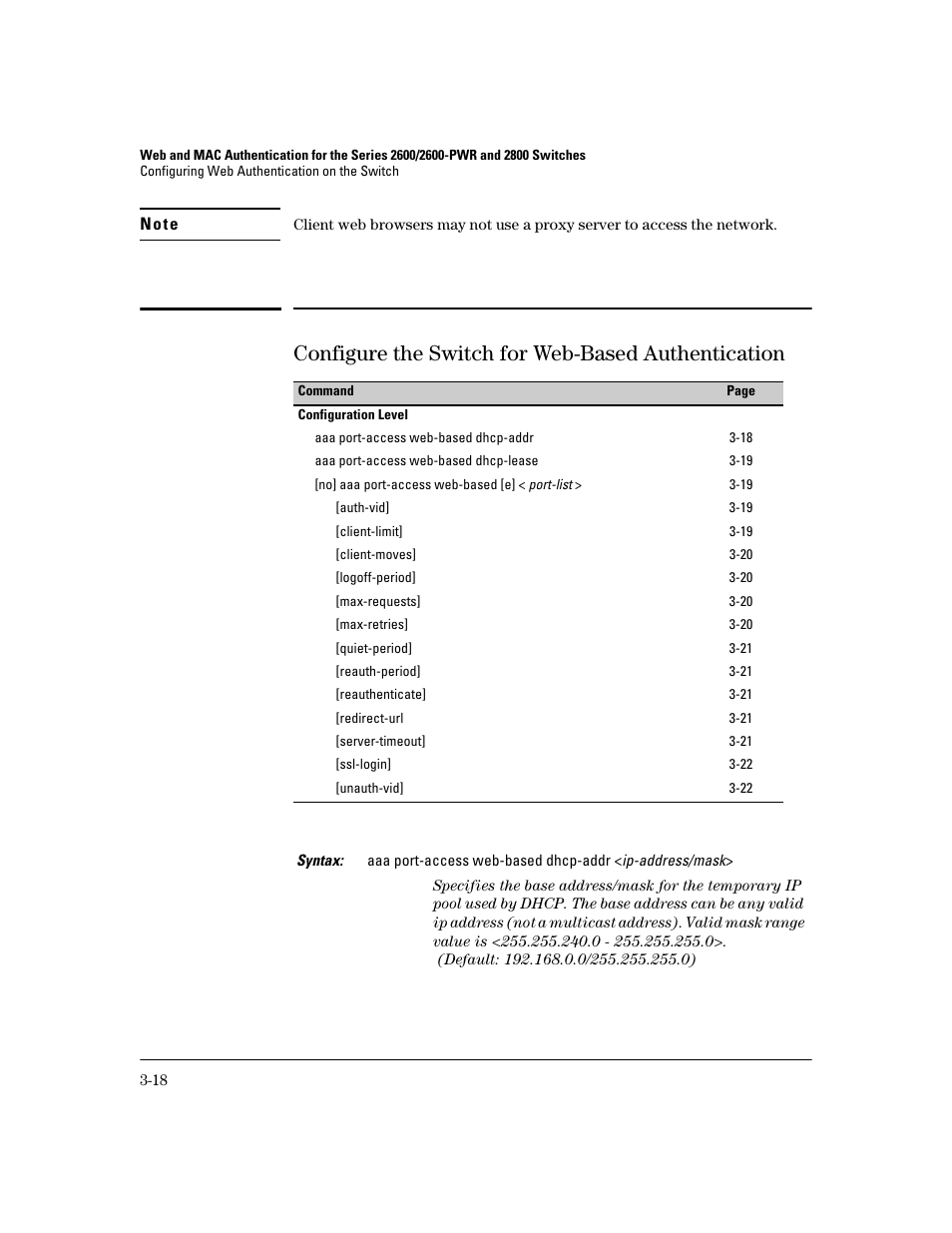 Configure the switch for web-based authentication | HP 2800 User Manual | Page 62 / 300