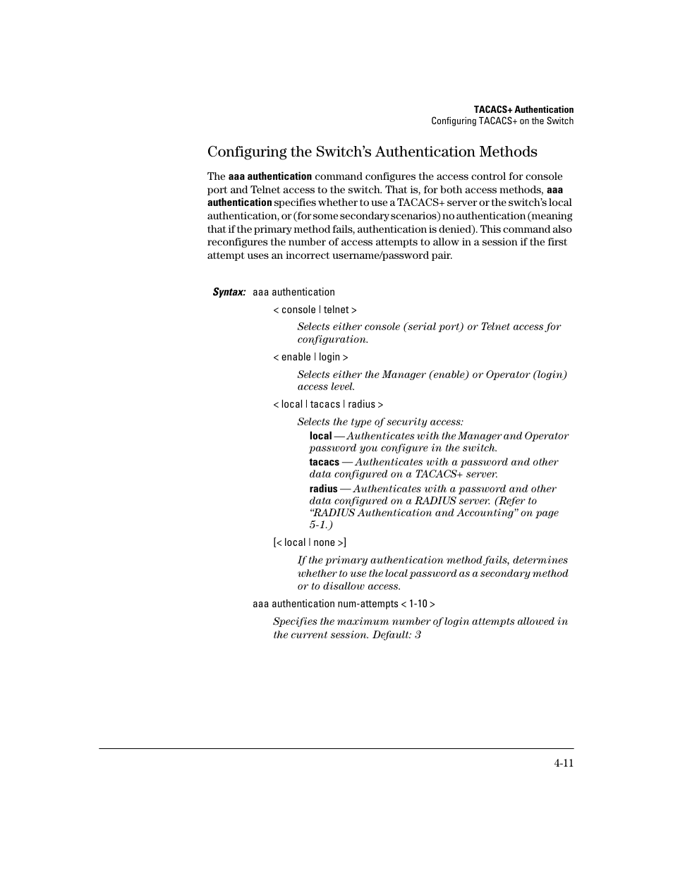 Configuring the switch’s authentication methods | HP 2800 User Manual | Page 85 / 300