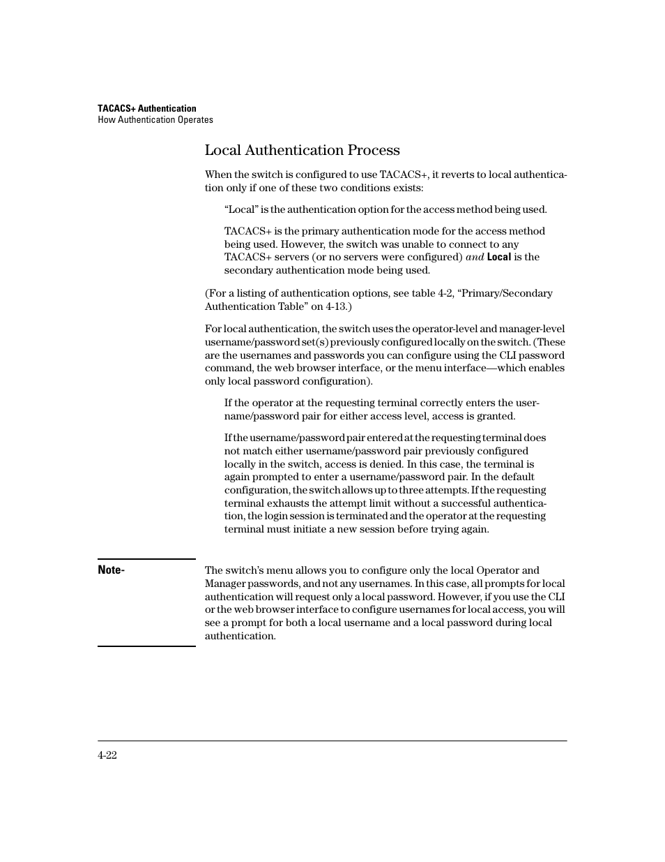 Local authentication process, Local authentication process -22 | HP 2800 User Manual | Page 96 / 300