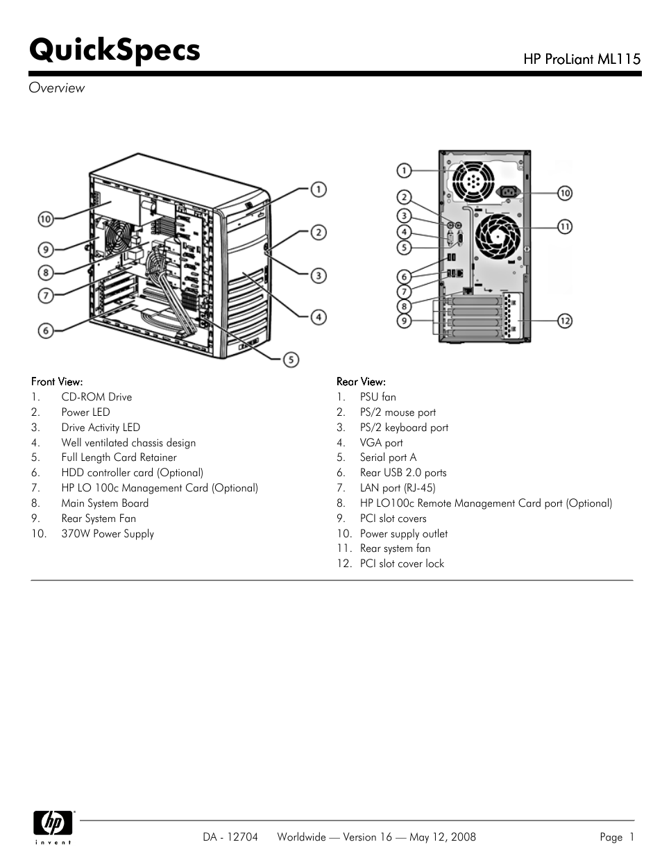 HP ML115 User Manual | 26 pages