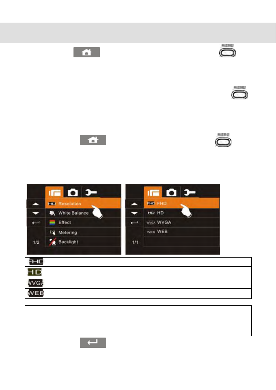 6 menu mode, 1 menu options for dv mode, 1 video recording resolution | HP T250 User Manual | Page 45 / 96