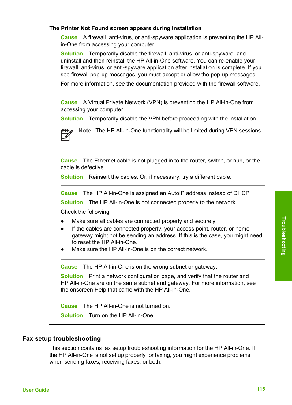 Fax setup troubleshooting | HP 6300 User Manual | Page 118 / 167