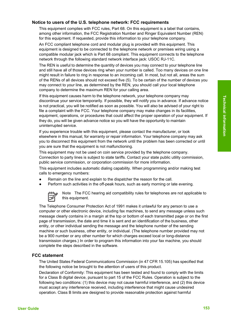 Fcc statement | HP 6300 User Manual | Page 156 / 167