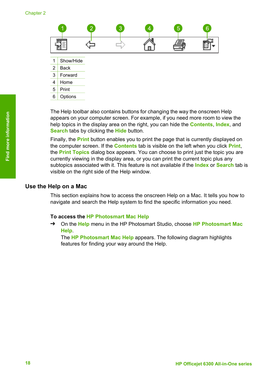 Use the help on a mac | HP 6300 User Manual | Page 21 / 167