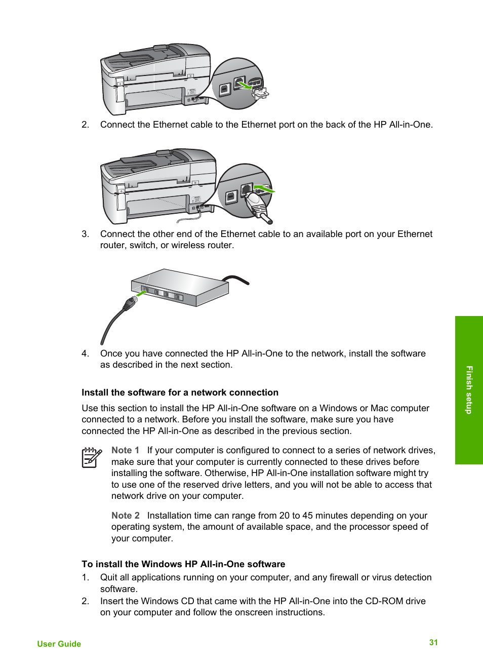Install the software for a network connection | HP 6300 User Manual | Page 34 / 167