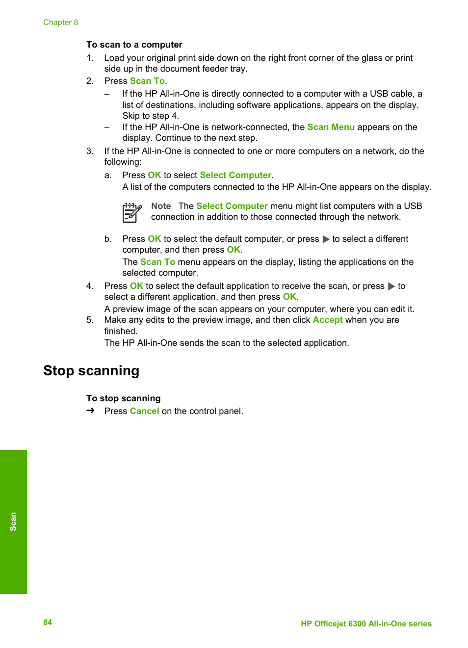 Stop scanning | HP 6300 User Manual | Page 87 / 167