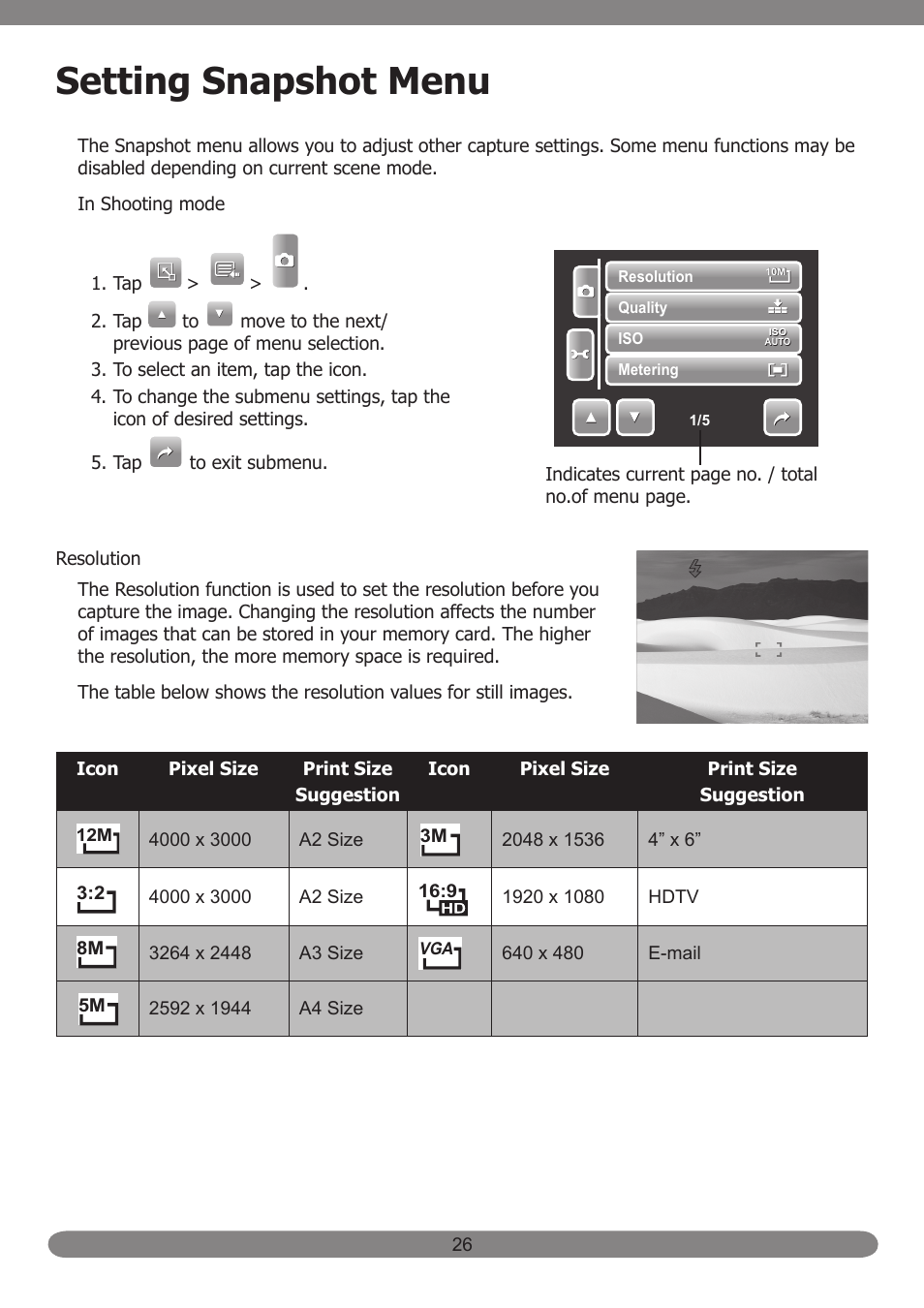 Setting snapshot menu | HP PB360T User Manual | Page 35 / 64