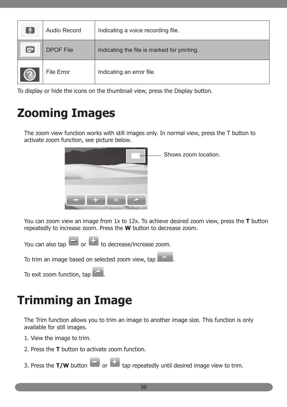 Zooming images, Trimming an image | HP PB360T User Manual | Page 45 / 64