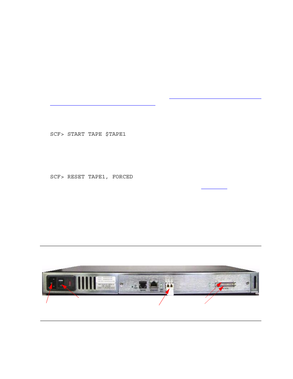 Fibre channel to scsi router replacement, Figure 6-2, Rear view of the fibre channel to scsi router | HP M8201R User Manual | Page 40 / 60