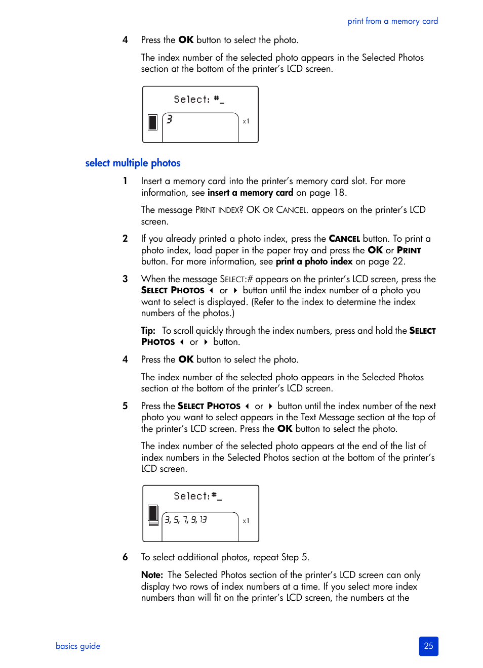 Select multiple photos | HP Photosmart 140 series User Manual | Page 29 / 64