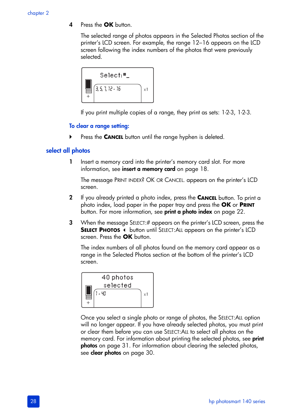 Select all photos | HP Photosmart 140 series User Manual | Page 32 / 64