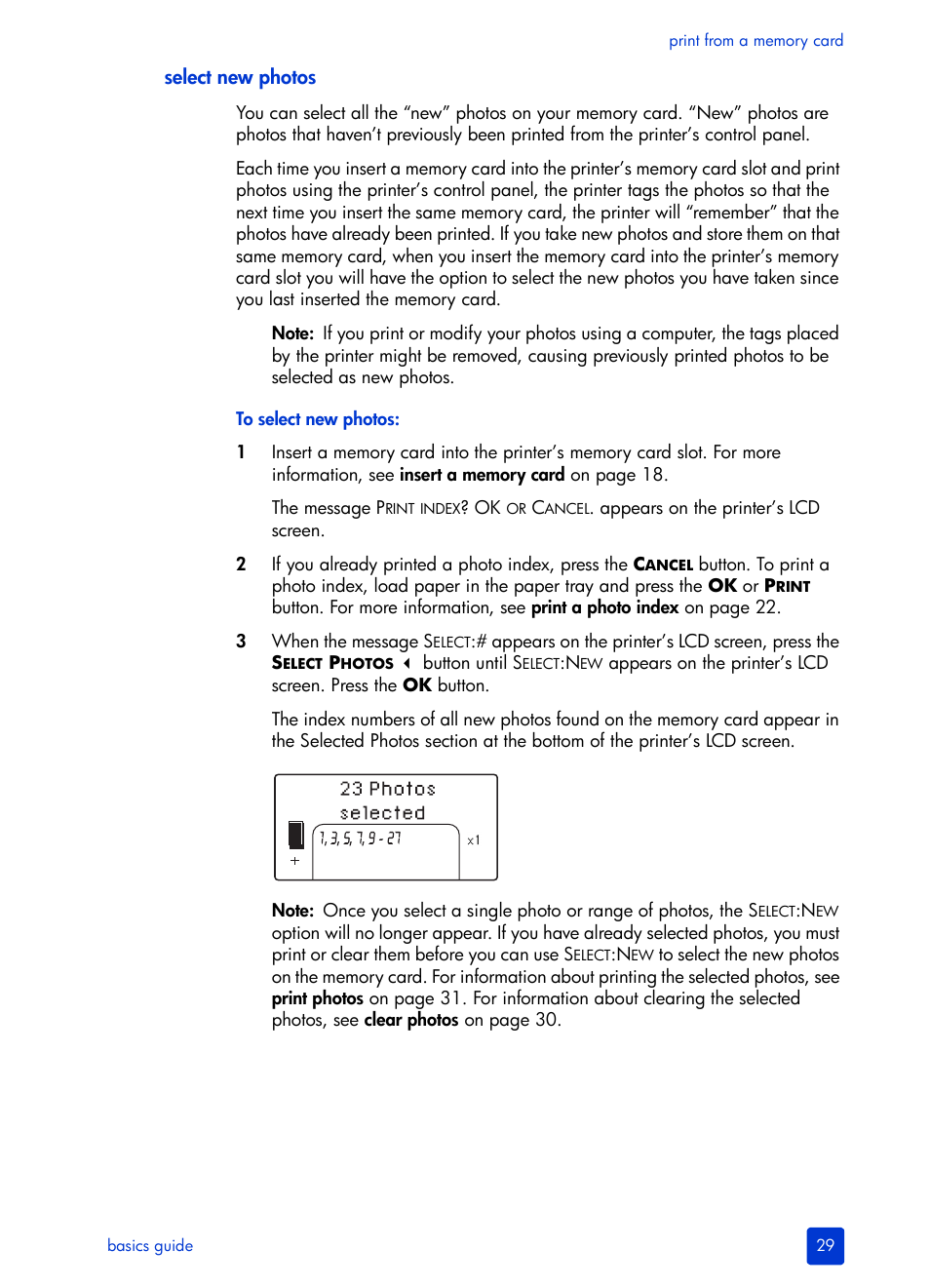 Select new photos | HP Photosmart 140 series User Manual | Page 33 / 64