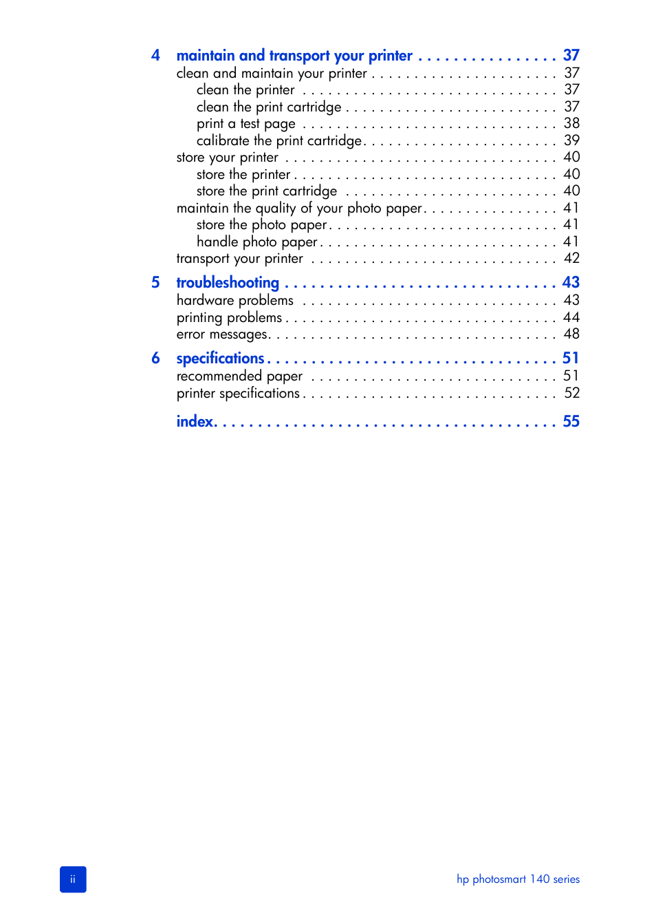 HP Photosmart 140 series User Manual | Page 4 / 64