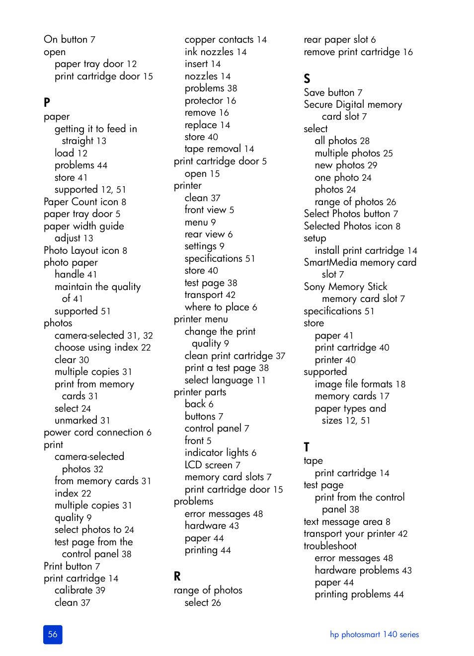 HP Photosmart 140 series User Manual | Page 60 / 64