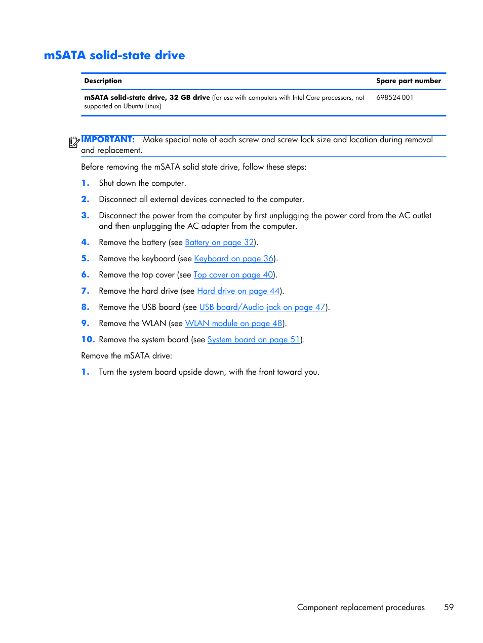 Msata solid-state drive | HP 15 User Manual | Page 67 / 101