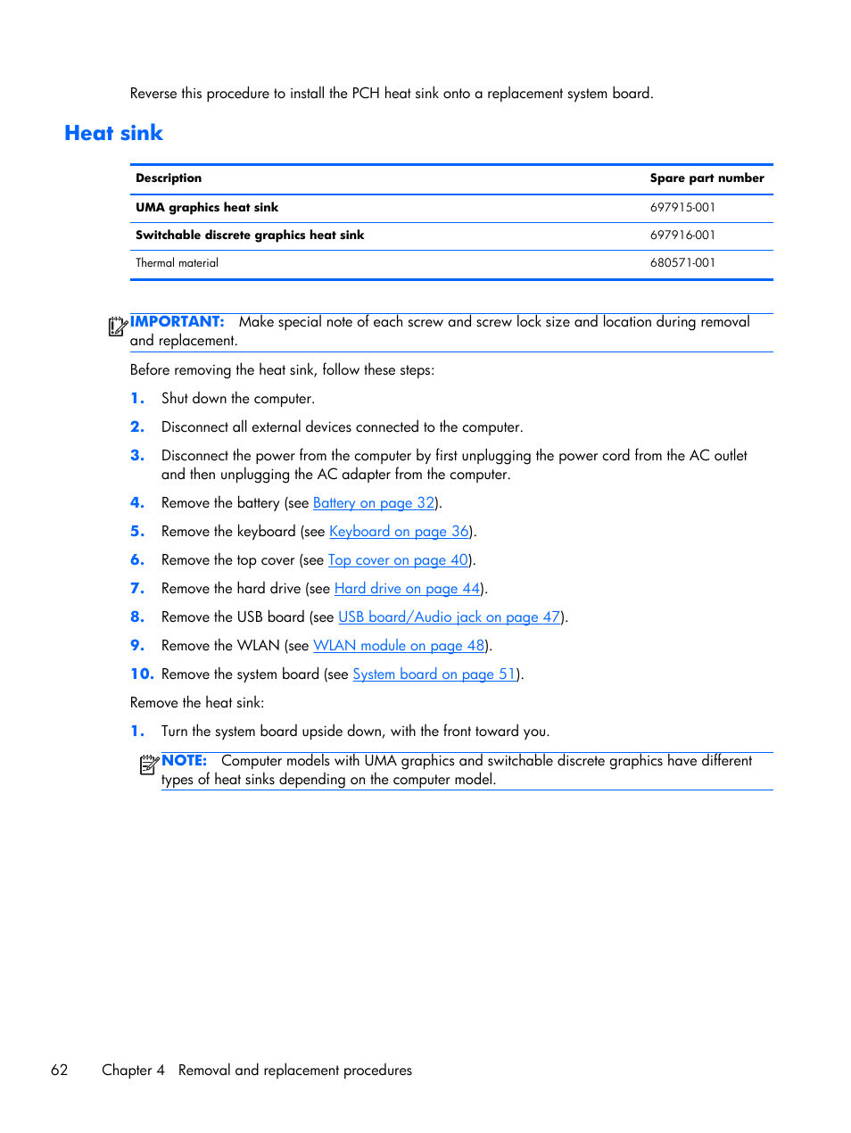 Heat sink | HP 15 User Manual | Page 70 / 101