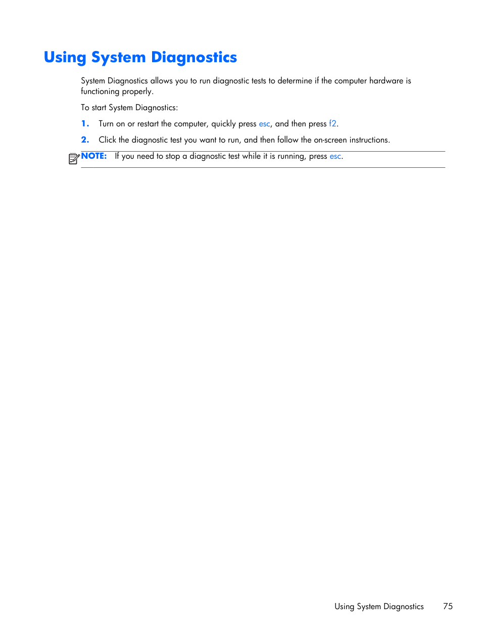 Using system diagnostics | HP 15 User Manual | Page 83 / 101