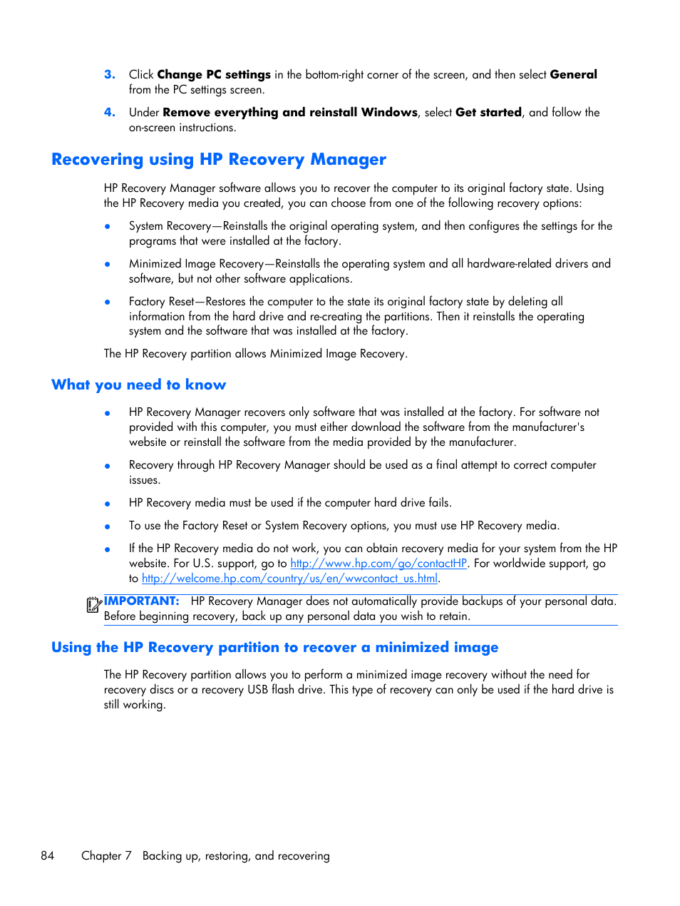 Recovering using hp recovery manager, What you need to know, Recovering using | Recovering using hp | HP 15 User Manual | Page 92 / 101