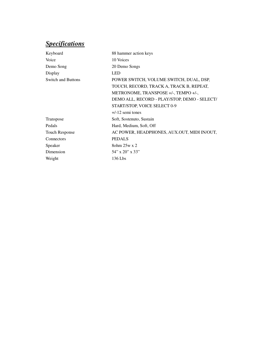 Specifications | HP Princeton HP-21 User Manual | Page 18 / 20