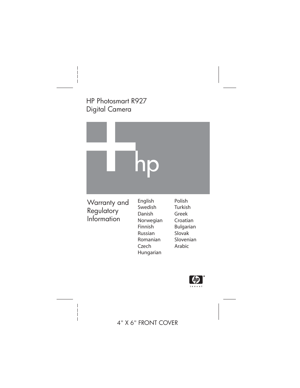 HP Photosmart R927 R927 User Manual | 44 pages