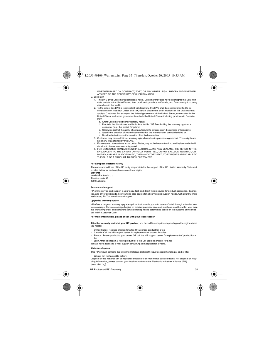 HP Photosmart R927 R927 User Manual | Page 37 / 44