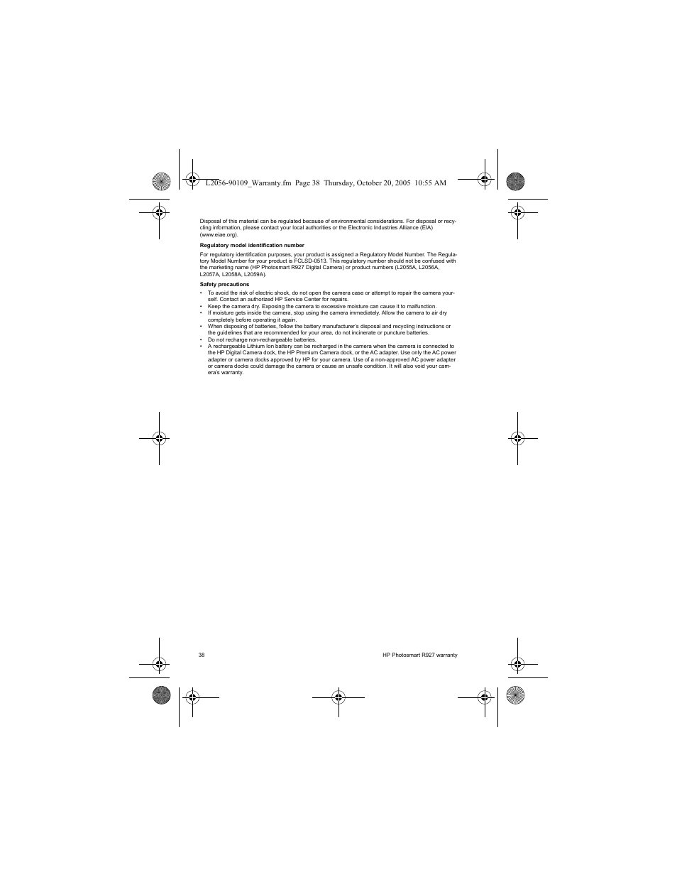 HP Photosmart R927 R927 User Manual | Page 40 / 44