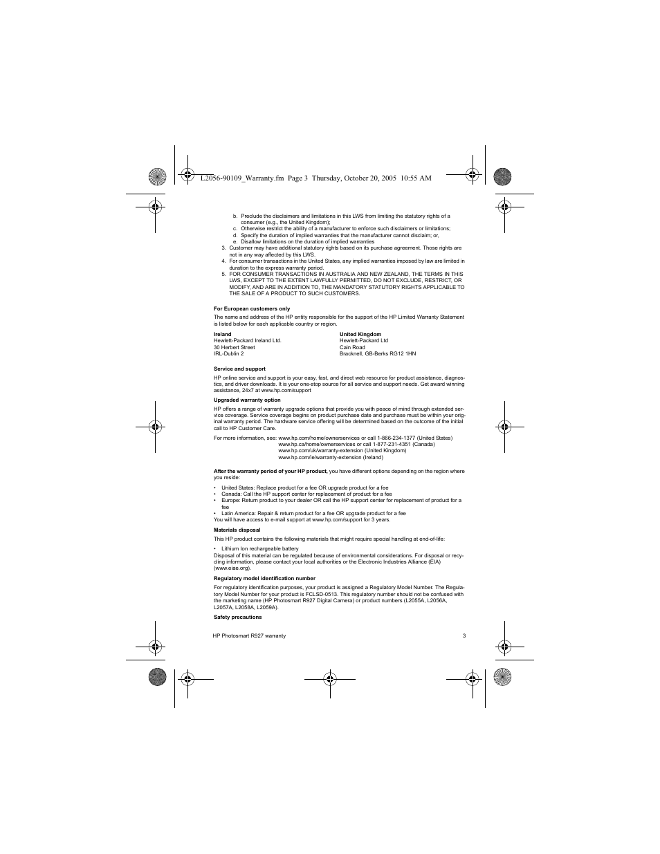 HP Photosmart R927 R927 User Manual | Page 5 / 44