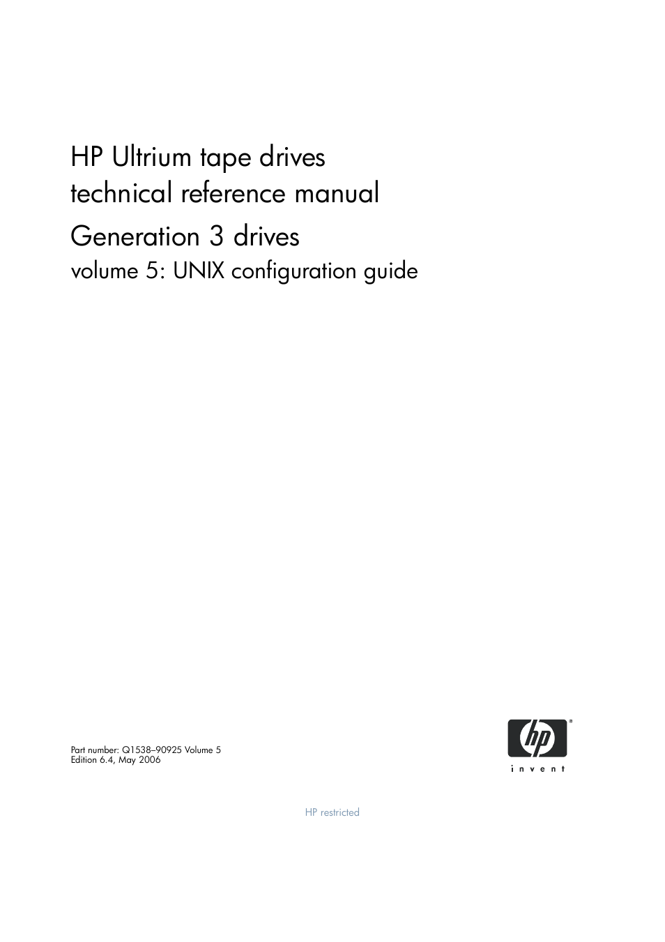 HP Ultrium tape drives Q1538-90925 User Manual | 34 pages