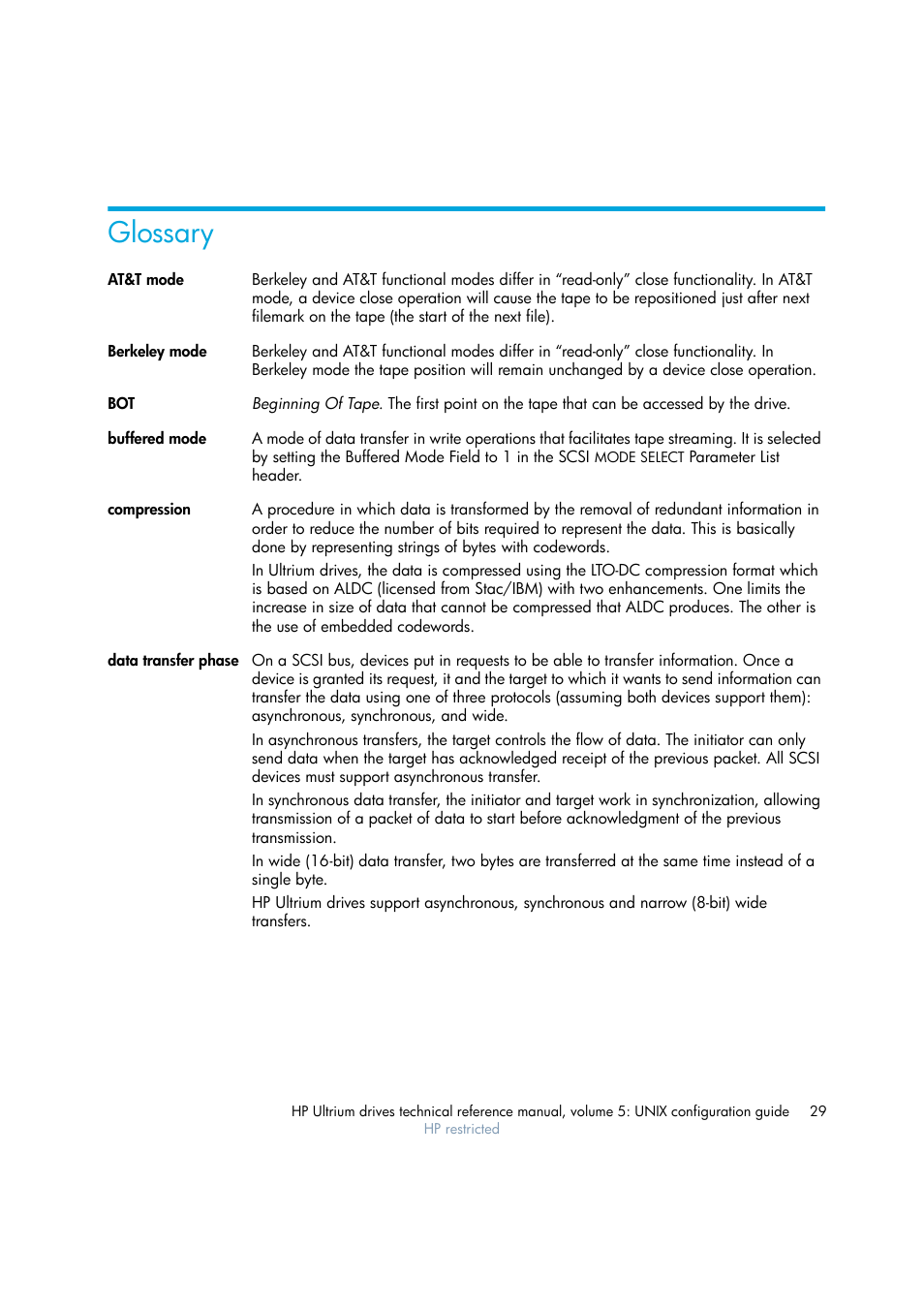 Glossary | HP Ultrium tape drives Q1538-90925 User Manual | Page 29 / 34