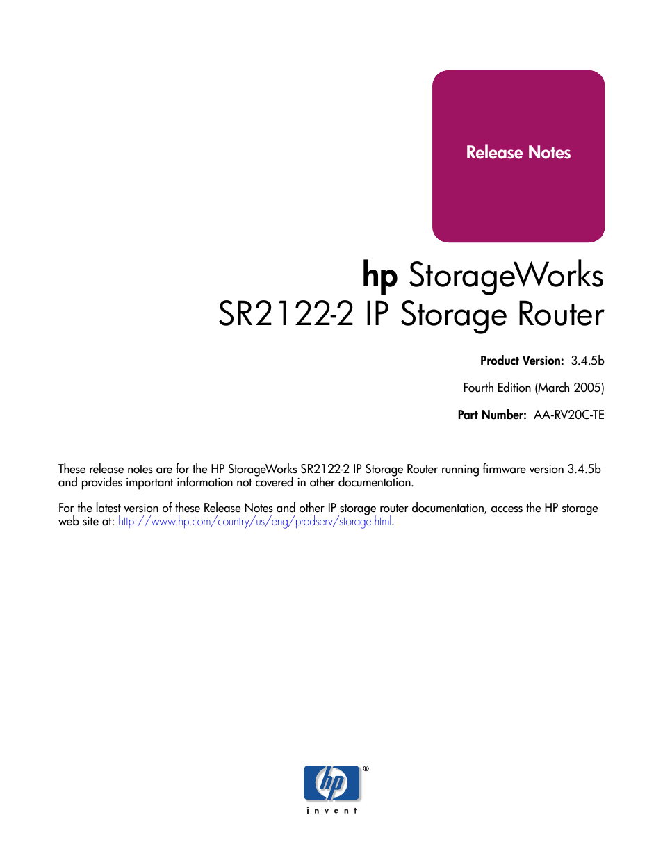 HP SR2122-2 User Manual | 12 pages
