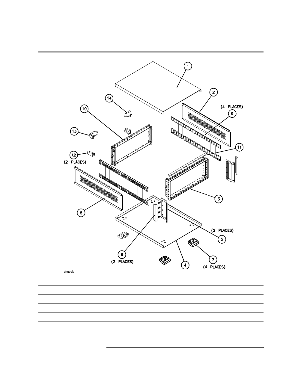 Table 7-20. instrument chassis replaceable parts | HP 8517B User Manual | Page 133 / 136