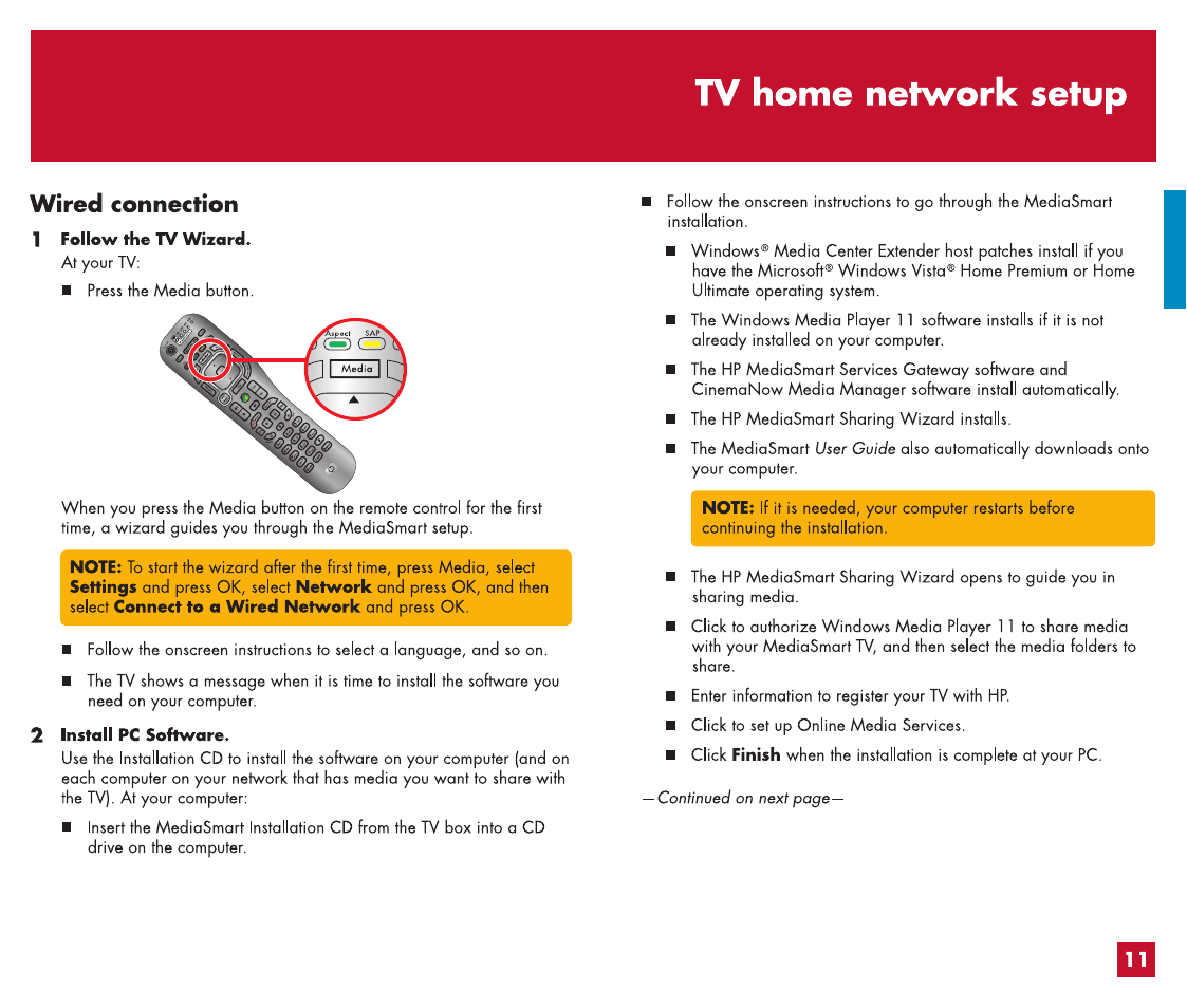 Connect to home network (lan) | HP MediaSmart HP SL4282N User Manual | Page 13 / 76