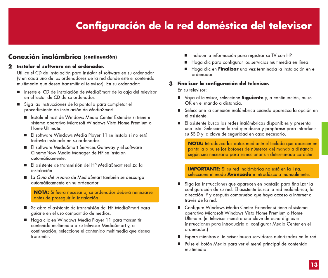 Configuración del televisor mediosmort, Índice | HP MediaSmart HP SL4282N User Manual | Page 53 / 76