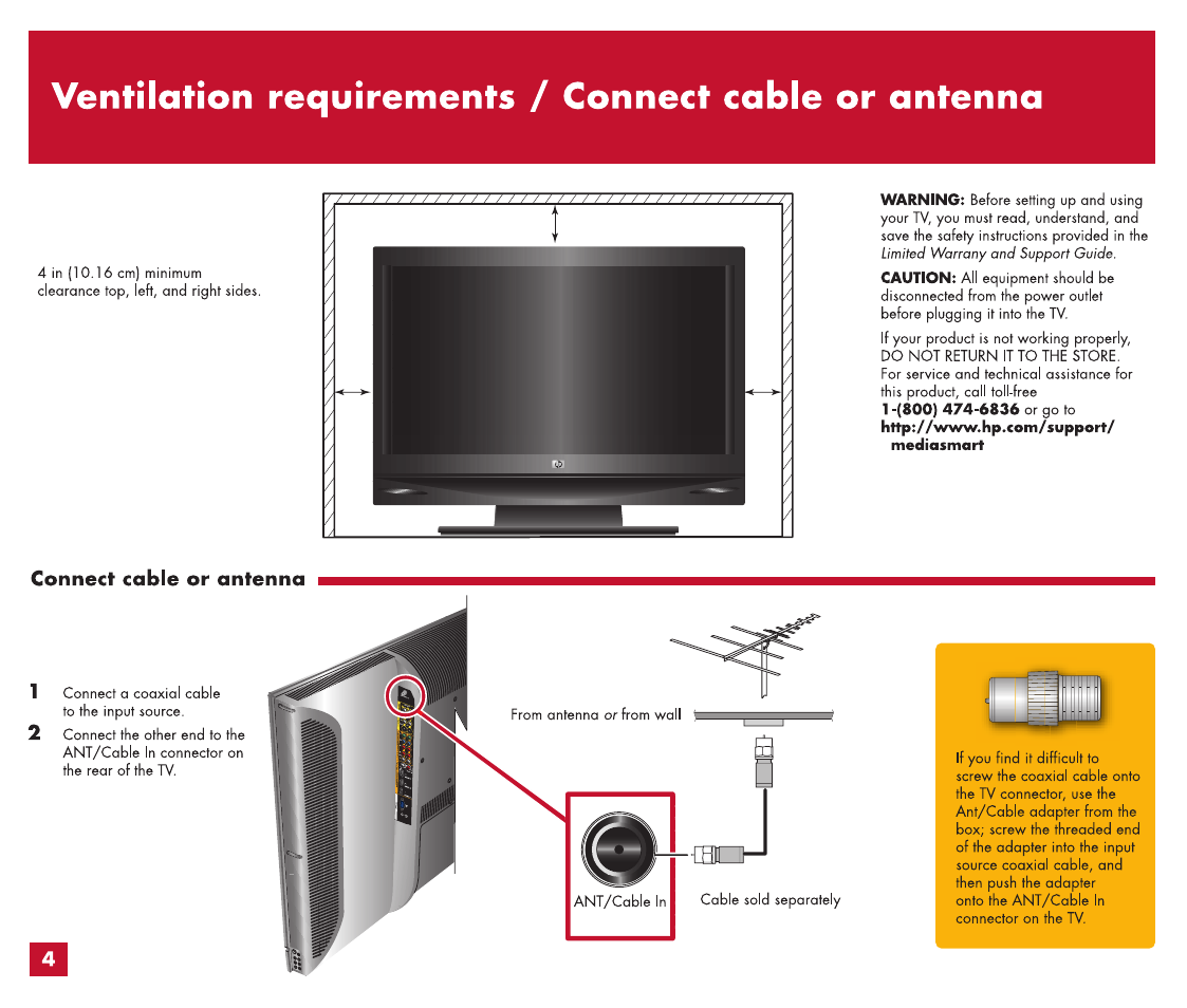 What's in the box | HP MediaSmart HP SL4282N User Manual | Page 6 / 76